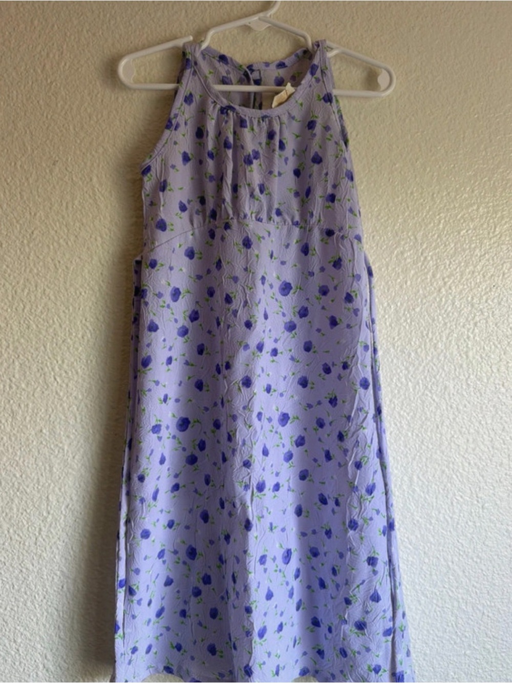 Girls' Lavender Floral Casual Dress - Sleeveless A-Line